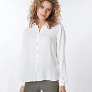 ESQUALO Classic White Button-Down Shirt With Sewing Detailing Size 14